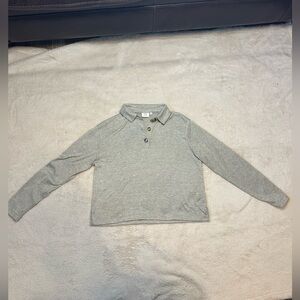 Good Luck Gem Gray Cropped Cowl Neck Top